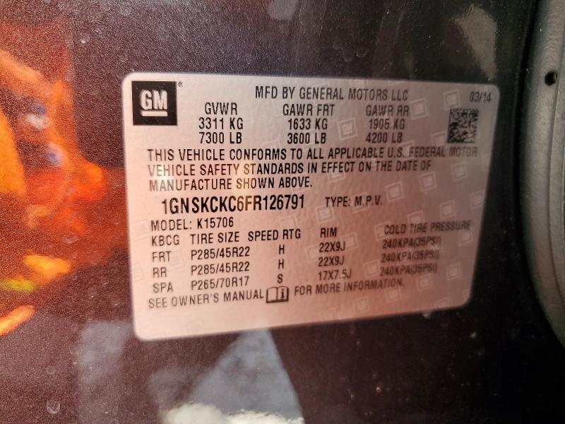 Aukcja sprzedaży 2015 Chevrolet Tahoe, vin: 1GNSKCKC6FR126791, numer aukcji: 47574476