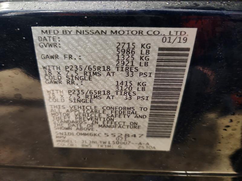 2019 Infiniti Qx60 მანქანა იყიდება აუქციონზე, vin: 5N1DL0MM6KC552847, აუქციონის ნომერი: 79459555