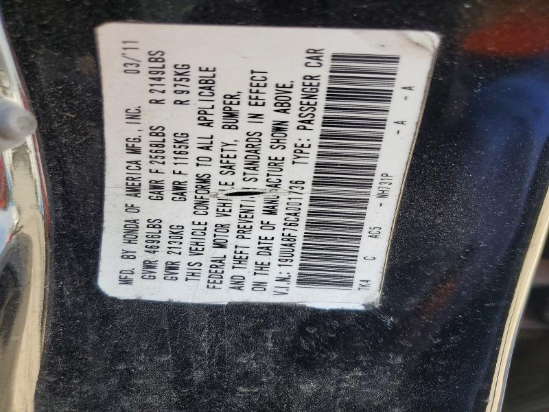 Auction sale of the 2012 Acura Tl, vin: 19UUA8F76CA001736, lot number: 45931926