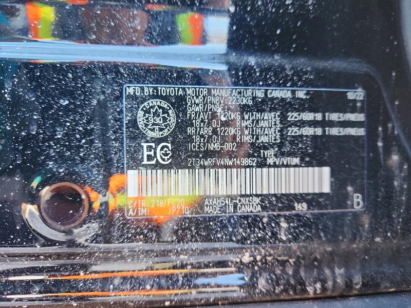 78737965 :رقم المزاد ، 2T34WRFV4NW149862 vin ، 2022 Toyota Rav4 مزاد بيع