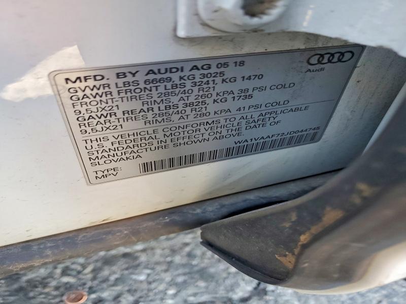Продажа на аукционе авто 2018 Audi Q7, vin: WA1VAAF72JD044745, номер лота: 46842026