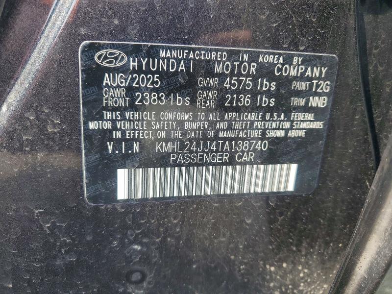 Продажа на аукционе авто 2026 Hyundai Sonata Hybrid, vin: KMHL24JJ4TA138740, номер лота: 48207606