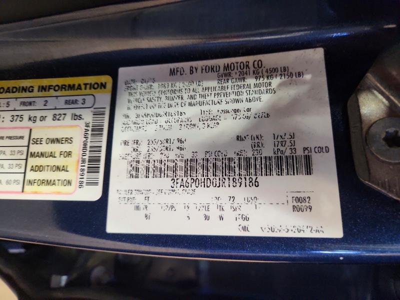 2018 Ford Fusion მანქანა იყიდება აუქციონზე, vin: 3FA6P0HD0JR189186, აუქციონის ნომერი: 46808416