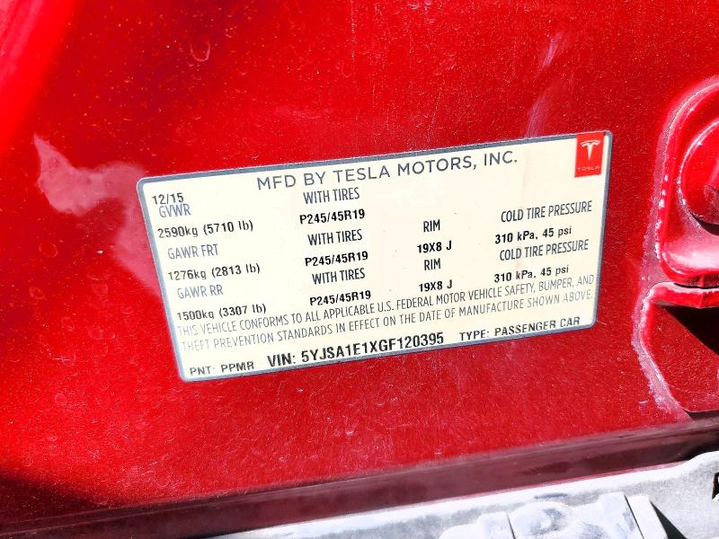 47130166 :رقم المزاد ، 5YJSA1E1XGF120395 vin ، 2016 Tesla Model S مزاد بيع