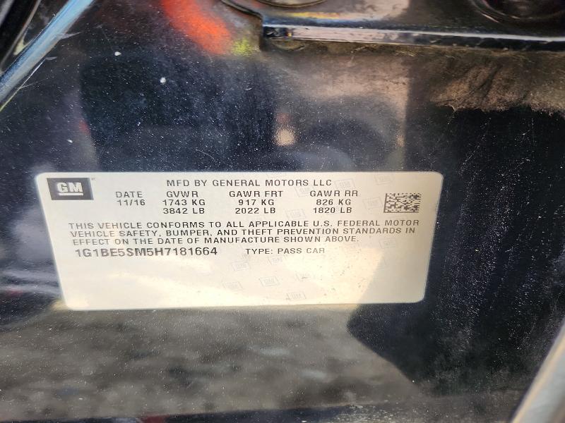 46569356 :رقم المزاد ، 1G1BE5SM5H7181664 vin ، 2017 Chevrolet Cruze مزاد بيع