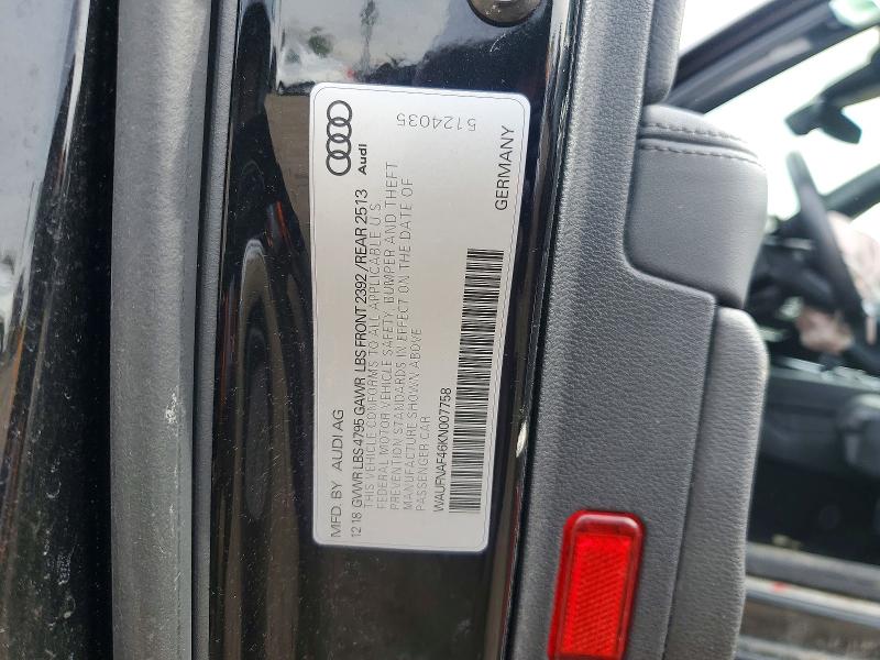 Продаж на аукціоні авто 2019 Audi A4, vin: WAUFNAF46KN007758, номер лоту: 46484576