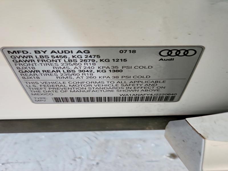Aukcja sprzedaży 2018 Audi Q5, vin: WA1ANAFY4J2220640, numer aukcji: 47551646