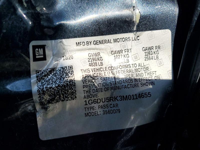 2021 Cadillac Ct5 მანქანა იყიდება აუქციონზე, vin: 1G6DU5RK3M0114655, აუქციონის ნომერი: 45480156