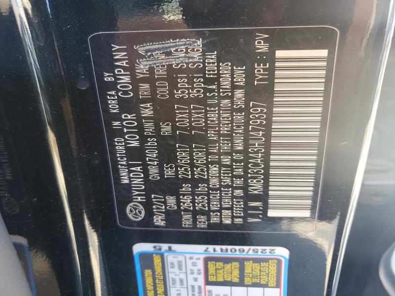 Auction sale of the 2017 Hyundai Tucson, vin: KM8J3CA43HU479397, lot number: 46554446