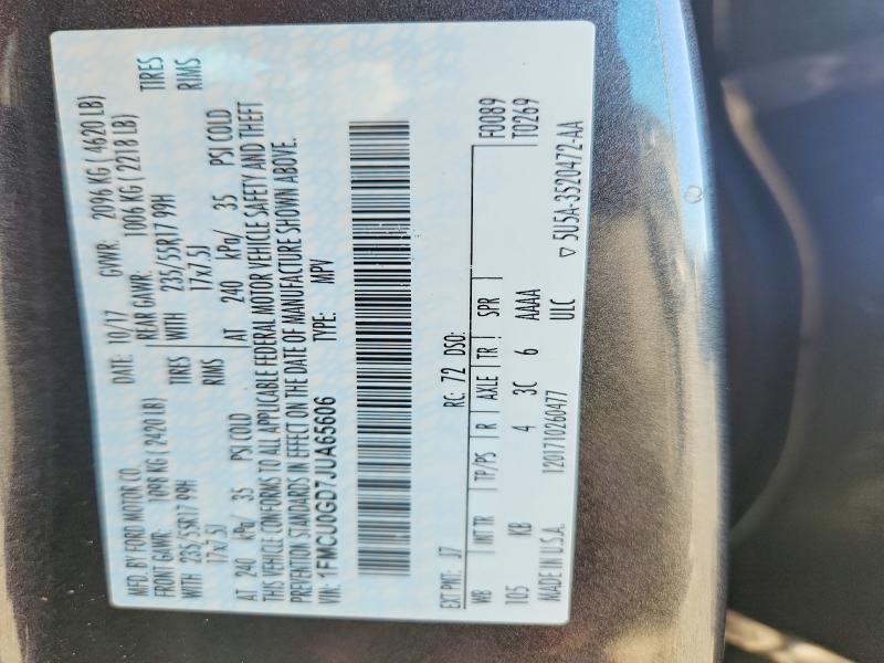 Продажа на аукционе авто 2018 Ford Escape, vin: 1FMCU0GD7JUA65606, номер лота: 45971926