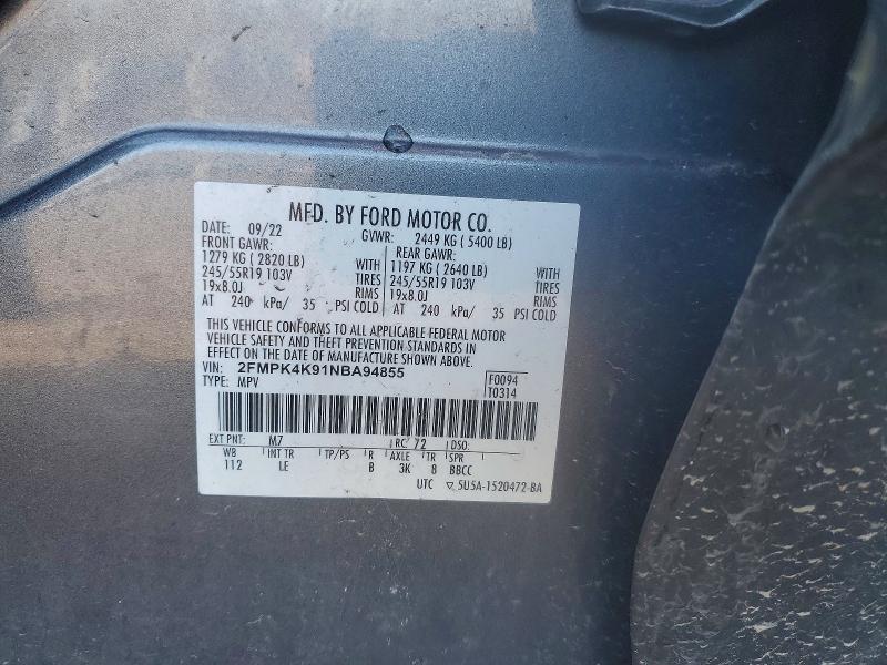 Продаж на аукціоні авто 2022 Ford Edge, vin: 2FMPK4K91NBA94855, номер лоту: 47520136