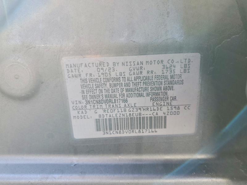 2024 Nissan Versa მანქანა იყიდება აუქციონზე, vin: 3N1CN8DV0RL817166, აუქციონის ნომერი: 79951305