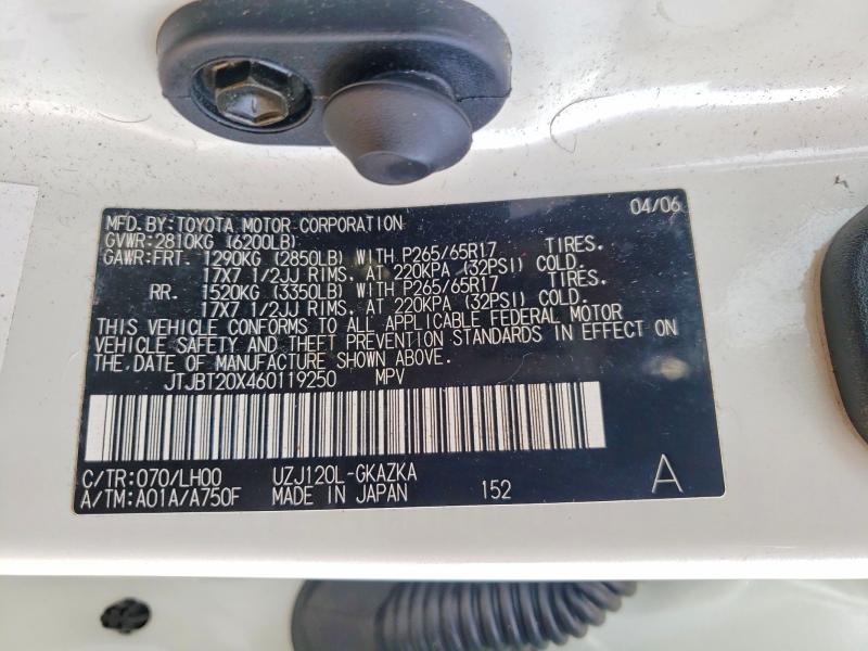 Продажа на аукционе авто 2006 Lexus Gx 470, vin: JTJBT20X460119250, номер лота: 46586526