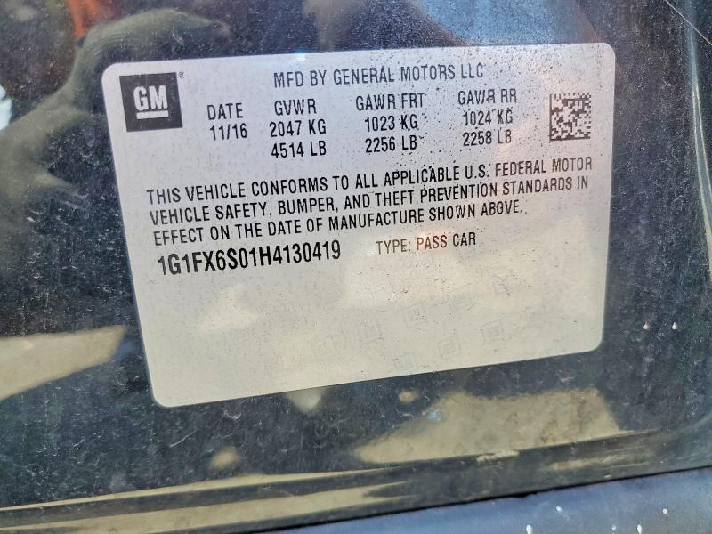 2017 Chevrolet Bolt Ev მანქანა იყიდება აუქციონზე, vin: 1G1FX6S01H4130419, აუქციონის ნომერი: 97046025
