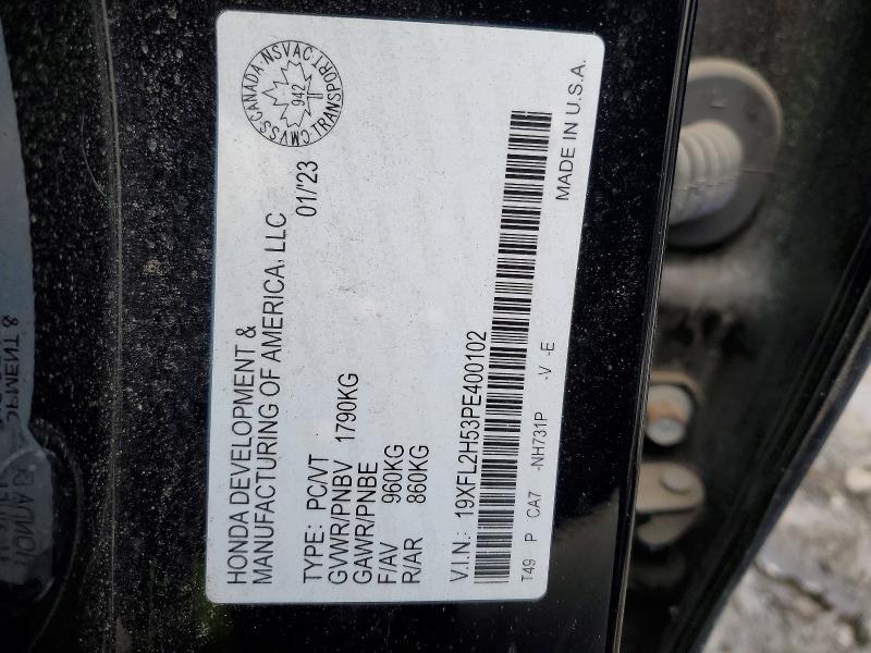 41933026 :رقم المزاد ، 19XFL2H53PE400102 vin ، 2023 Honda Civic مزاد بيع
