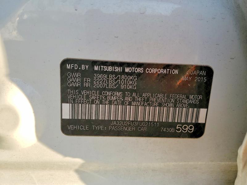 Aukcja sprzedaży 2015 Mitsubishi Lancer, vin: JA32U2FU3FU021511, numer aukcji: 47246866