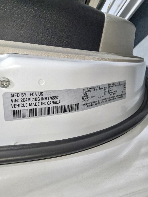 2022 Chrysler Pacifica მანქანა იყიდება აუქციონზე, vin: 2C4RC1BG1NR176597, აუქციონის ნომერი: 78720535