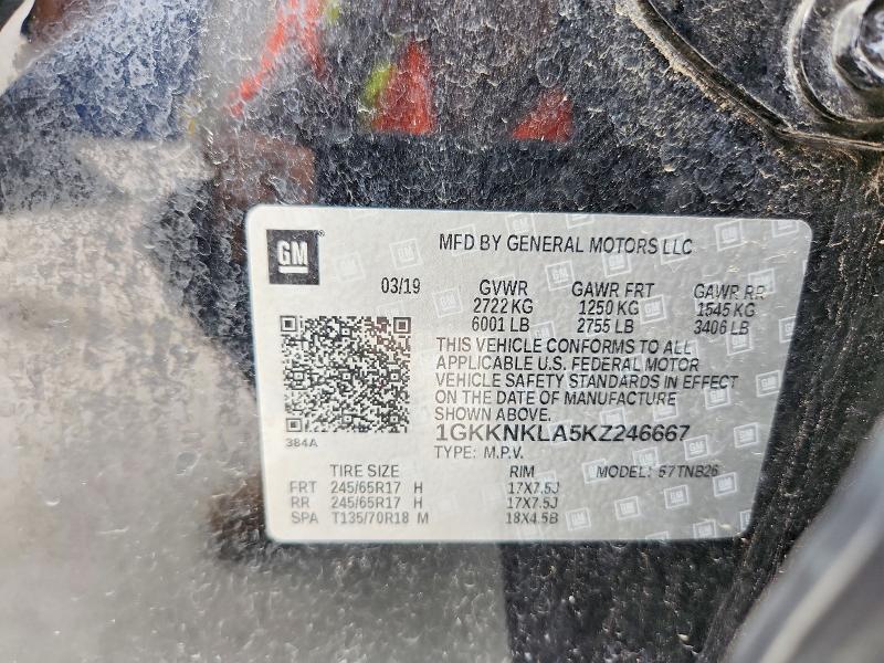 41722926 :رقم المزاد ، 1GKKNKLA5KZ246667 vin ، 2019 Gmc Acadia مزاد بيع