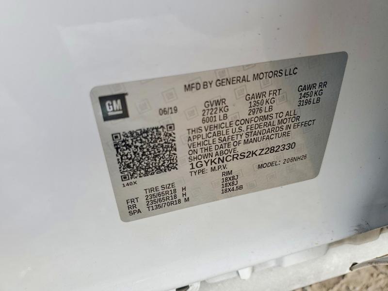 2019 Cadillac Xt5 მანქანა იყიდება აუქციონზე, vin: 1GYKNCRS2KZ282330, აუქციონის ნომერი: 45490736