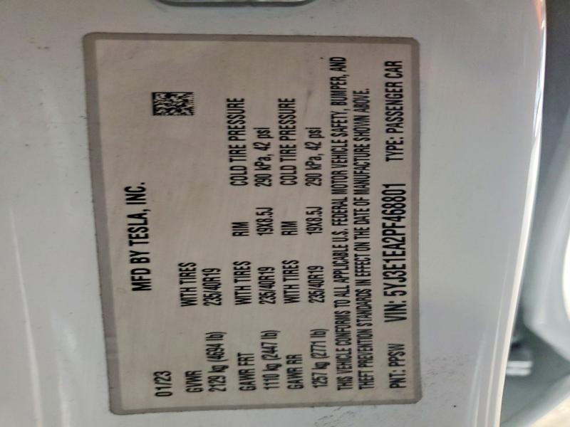 79653825 :رقم المزاد ، 5YJ3E1EA2PF468801 vin ، 2023 Tesla Model 3 مزاد بيع