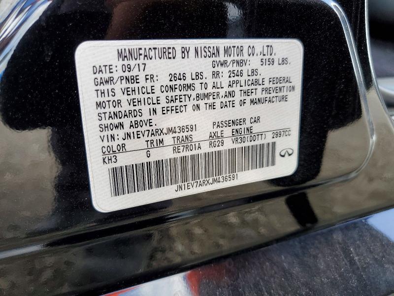 Aukcja sprzedaży 2018 Infiniti Q50, vin: JN1EV7ARXJM436591, numer aukcji: 79977775
