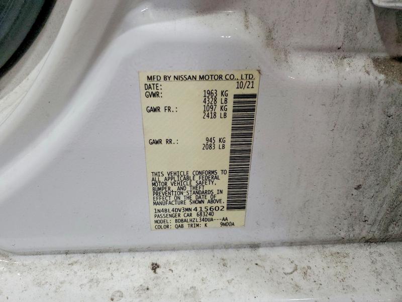 Продажа на аукционе авто 2021 Nissan Altima, vin: 1N4BL4DV3MN415602, номер лота: 47772386