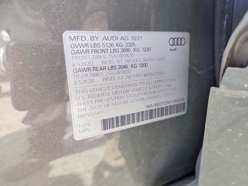 Aukcja sprzedaży 2021 Audi Q3, vin: WA1EECF32M1088506, numer aukcji: 46313736