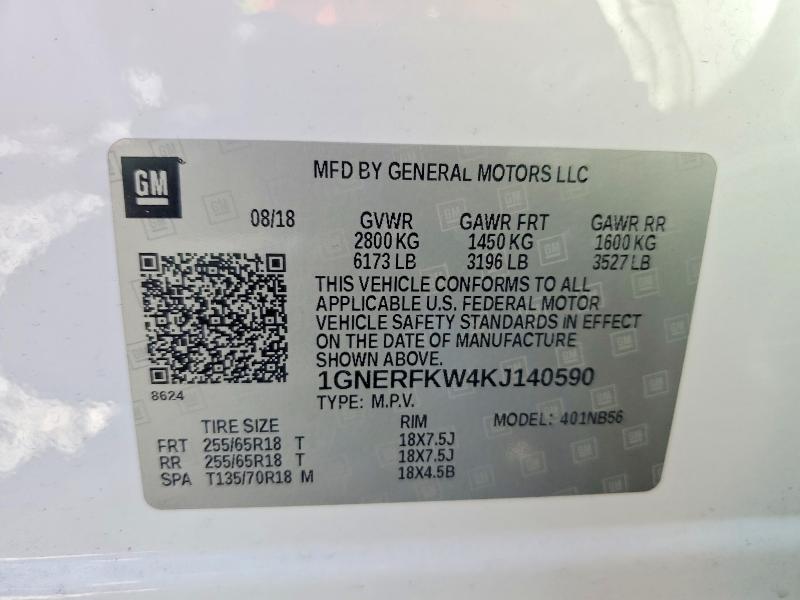 47106626 :رقم المزاد ، 1GNERFKW4KJ140590 vin ، 2019 Chevrolet Traverse مزاد بيع