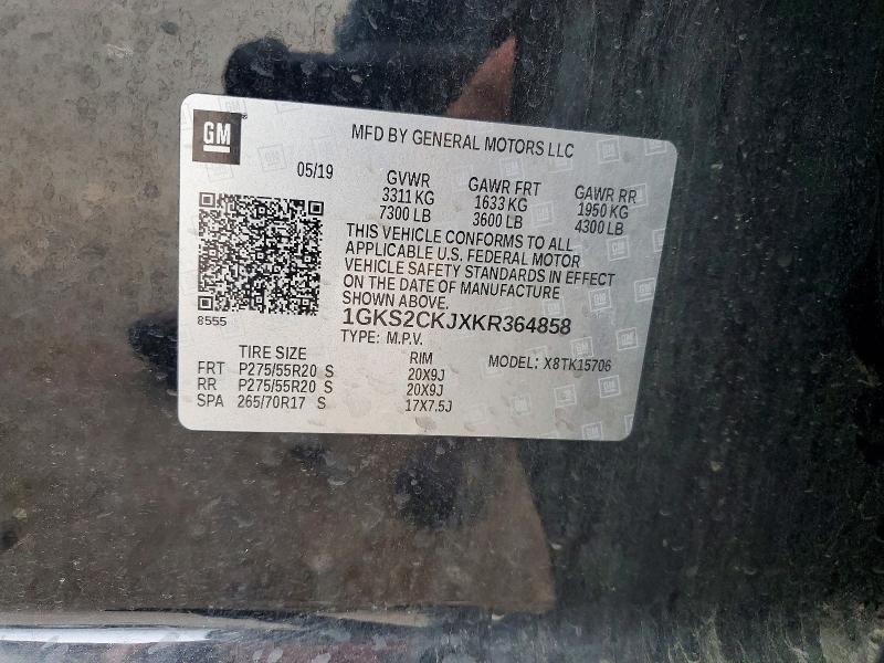 79584755 :رقم المزاد ، 1GKS2CKJXKR364858 vin ، 2019 Gmc Yukon مزاد بيع