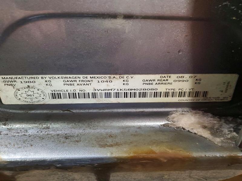 46754506 :رقم المزاد ، 3VWRM71K58M028080 vin ، 2008 Volkswagen Jetta مزاد بيع