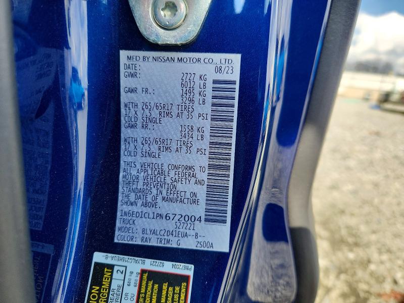 2023 Nissan Frontier მანქანა იყიდება აუქციონზე, vin: 1N6ED1CL1PN672004, აუქციონის ნომერი: 79725965