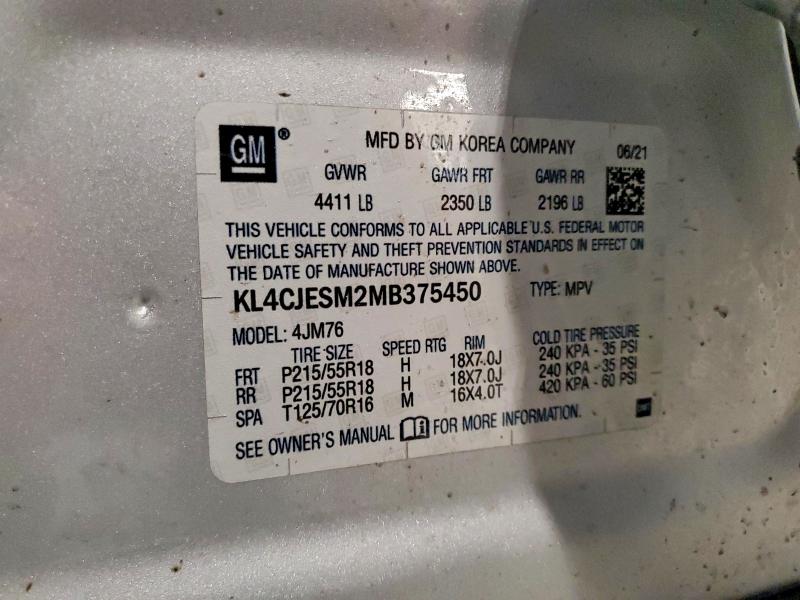 Aukcja sprzedaży 2021 Buick Encore, vin: KL4CJESM2MB375450, numer aukcji: 46366866