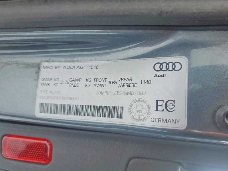 Aukcja sprzedaży 2017 Audi A4, vin: WAUFNAF45HN046351, numer aukcji: 45646796