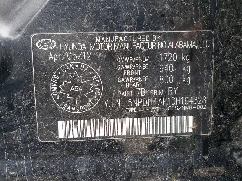 2013 Hyundai Elantra მანქანა იყიდება აუქციონზე, vin: 5NPDH4AE1DH164328, აუქციონის ნომერი: 46099836