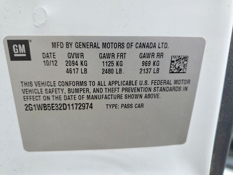 Продаж на аукціоні авто 2013 Chevrolet Impala, vin: 2G1WB5E32D1172974, номер лоту: 46898376