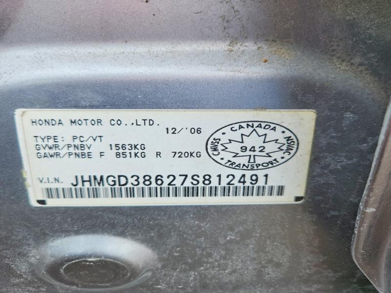 47048406 :رقم المزاد ، JHMGD38627S812491 vin ، 2007 Honda Fit مزاد بيع