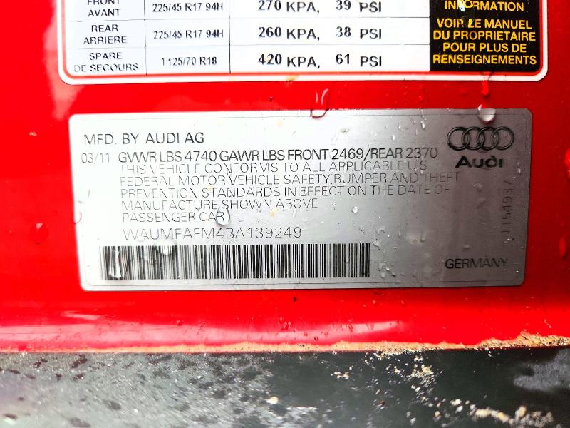 Aukcja sprzedaży 2011 Audi A3, vin: WAUMFAFM4BA139249, numer aukcji: 79683865