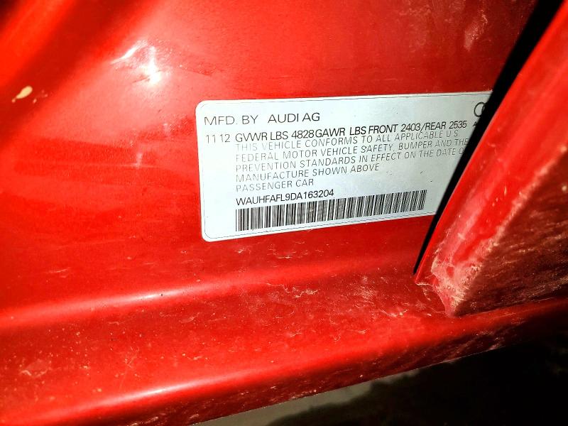 47584136 :رقم المزاد ، WAUHFAFL9DA163204 vin ، 2013 Audi A4 مزاد بيع