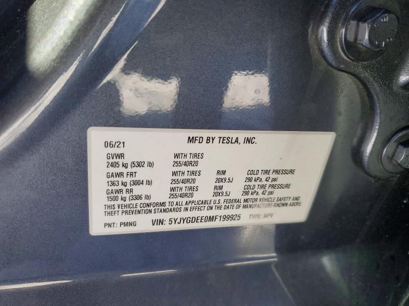 Продажа на аукционе авто 2021 Tesla Model Y, vin: 5YJYGDEE0MF199925, номер лота: 78684845