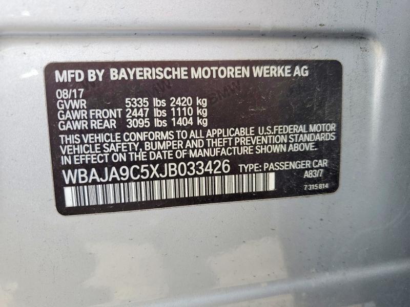 2018 Bmw 530e მანქანა იყიდება აუქციონზე, vin: WBAJA9C5XJB033426, აუქციონის ნომერი: 47546286