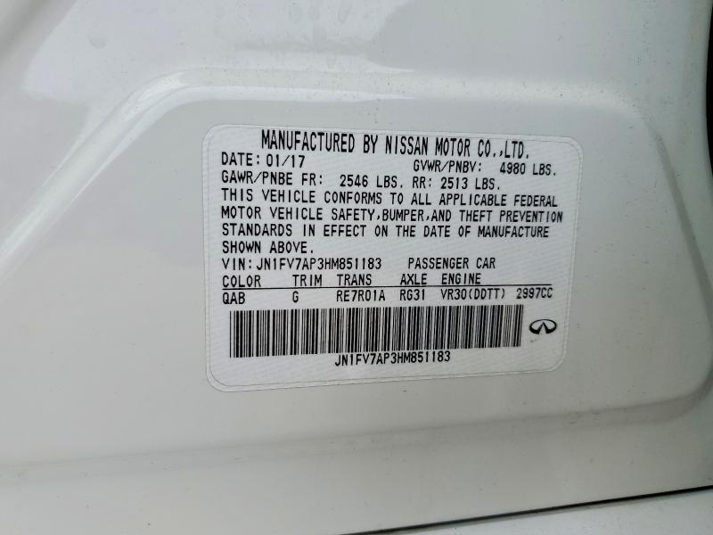 Aukcja sprzedaży 2017 Infiniti Q50, vin: JN1FV7AP3HM851183, numer aukcji: 46934526