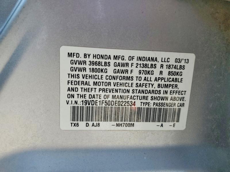 47224036 :رقم المزاد ، 19VDE1F50DE022534 vin ، 2013 Acura Ilx مزاد بيع