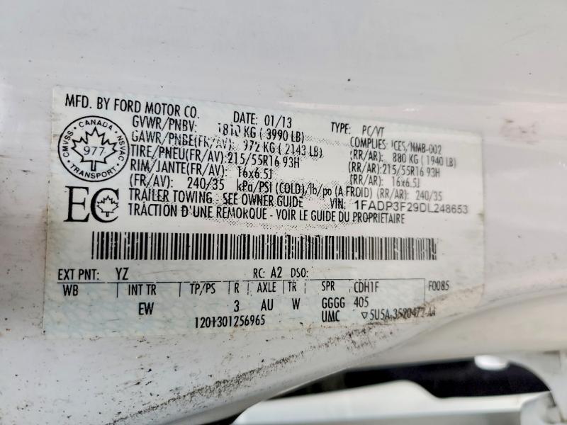 Продаж на аукціоні авто 2013 Ford Focus, vin: 1FADP3F29DL248653, номер лоту: 46332286