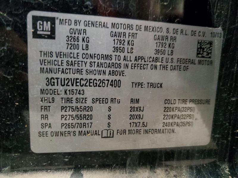 Aukcja sprzedaży 2014 Gmc Sierra, vin: 3GTU2VEC2EG267400, numer aukcji: 41720116