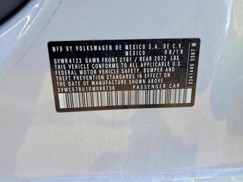 Продаж на аукціоні авто 2019 Volkswagen Jetta, vin: 3VWC57BU1KM088738, номер лоту: 41933886
