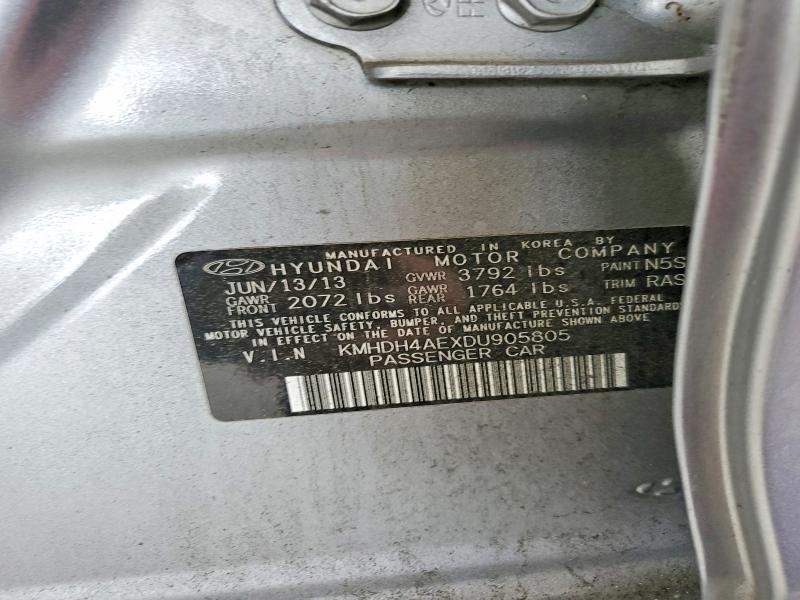 2013 Hyundai Elantra მანქანა იყიდება აუქციონზე, vin: KMHDH4AEXDU905805, აუქციონის ნომერი: 48064406