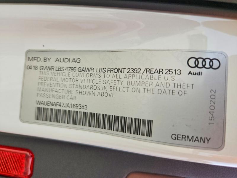 Aukcja sprzedaży 2018 Audi A4, vin: WAUENAF47JA169383, numer aukcji: 46776996