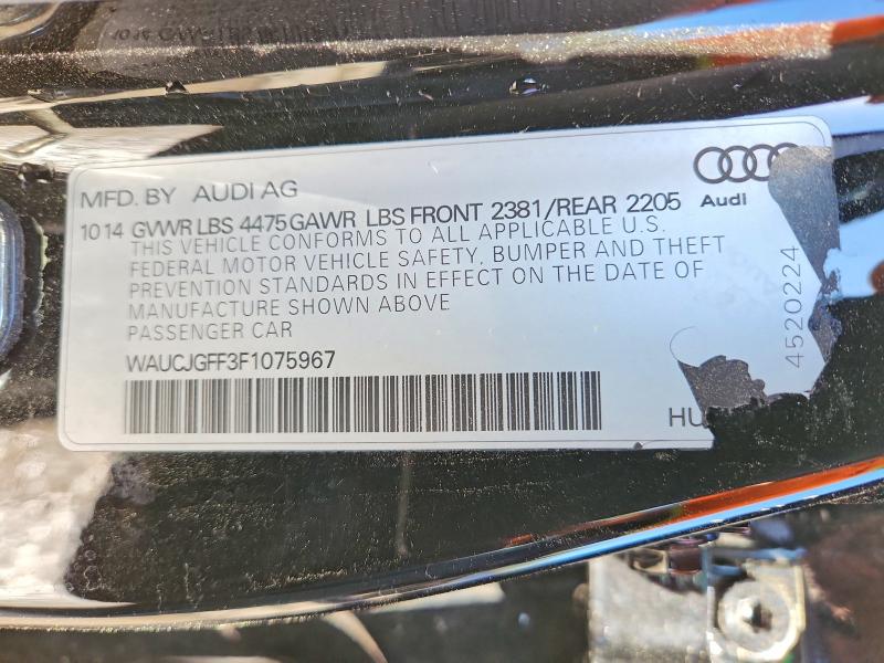 2015 Audi A3 მანქანა იყიდება აუქციონზე, vin: WAUCJGFF3F1075967, აუქციონის ნომერი: 45854896