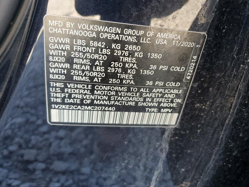 79110925 :رقم المزاد ، 1V2KE2CA2MC207440 vin ، 2021 Volkswagen Atlas Cross Sport مزاد بيع