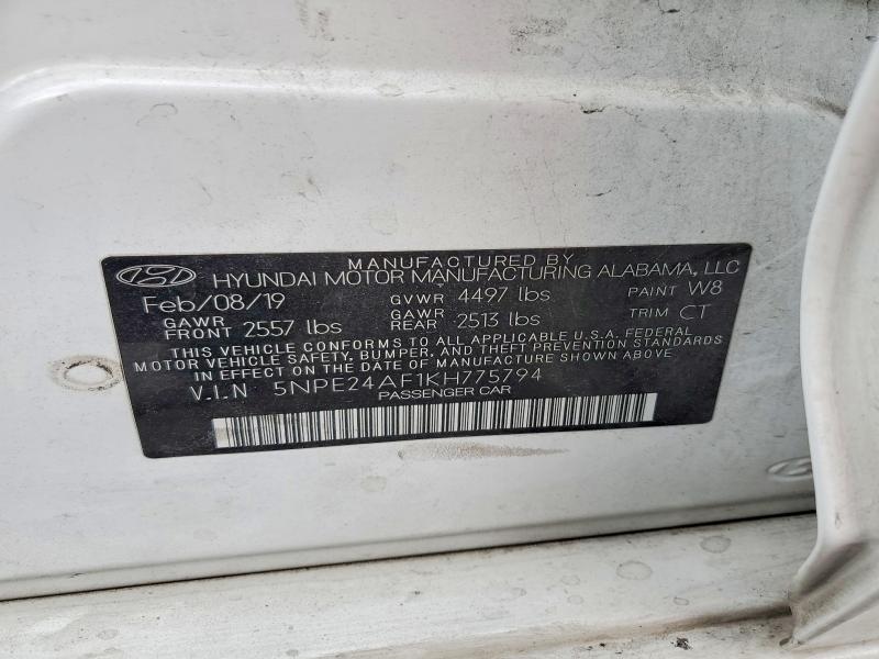 Продаж на аукціоні авто 2019 Hyundai Sonata, vin: 5NPE24AF1KH775794, номер лоту: 48069376